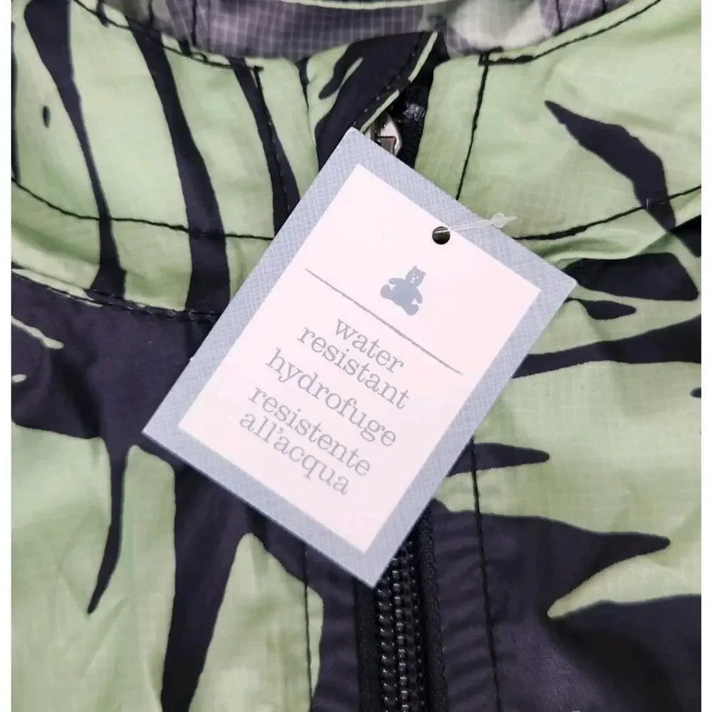NWT Baby Gap Toddler Windbreaker Rain Jacket Hood Green Palms 12-18 M Zip Up